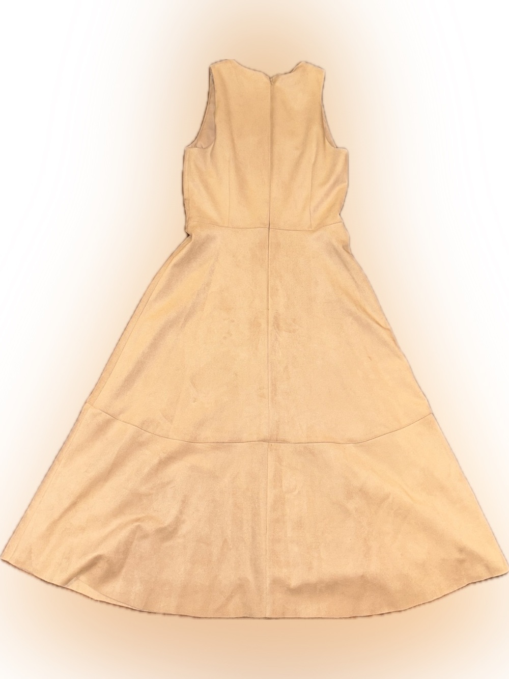 NWT ANTONIO MELANI Quint Faux Suede Sleeveless Aline Nude Blush Midi Dress 2 - Picture 8 of 15